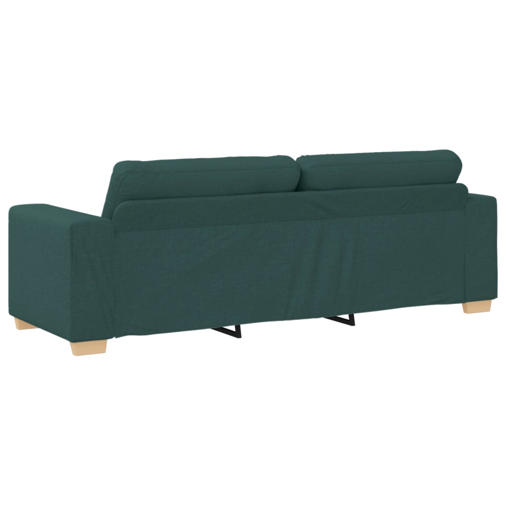 Set Divano 3 Pezzi con Cuscini - Tessuto Verde Scuro