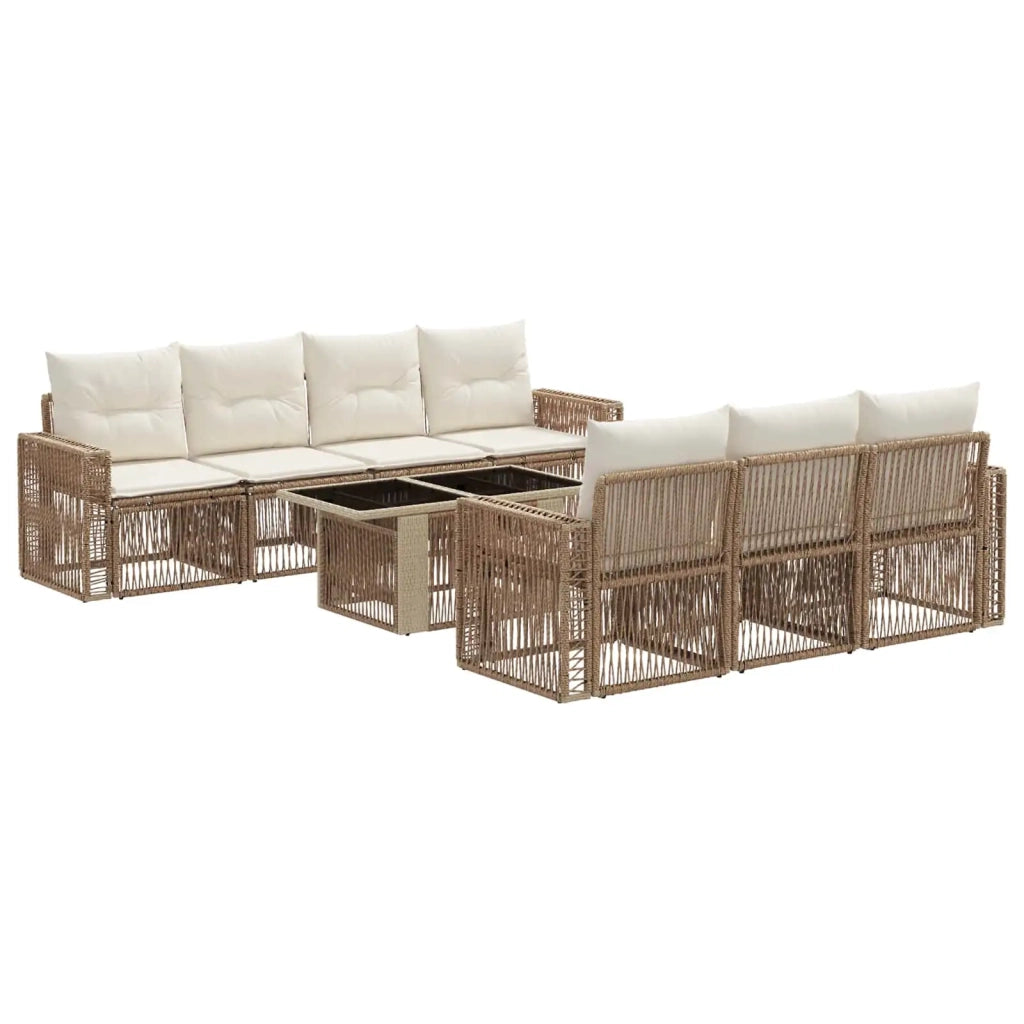 Set Divano da Giardino 8 pz Beige e Bianco Crema polyrattan 3436755