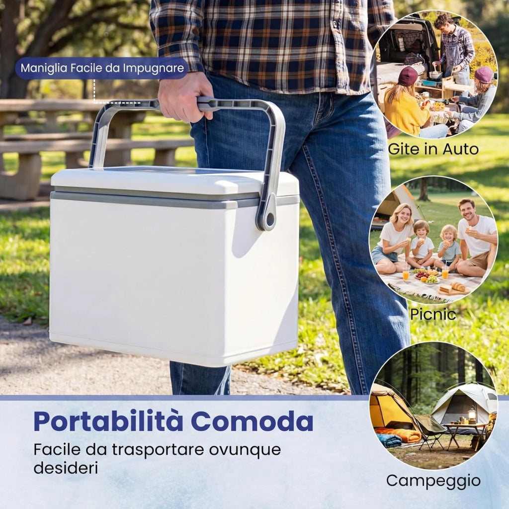 Raffreddatore Rigido Portatile 12L, Ghiacciaia Isolata con Impugnatura Facile da Afferrare, Mantiene il Ghiaccio per 3 Giorni, per Campeggio, Picnic e Pesca