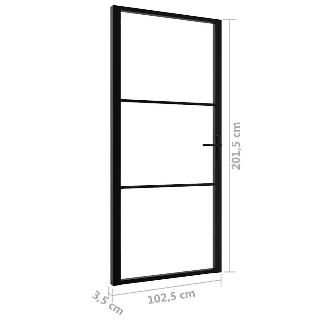 Porta da Interno ESG Vetro e Alluminio 102,5x201,5 cm Nera 151201