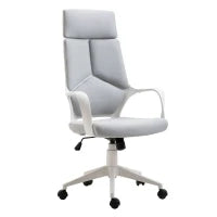 Sedia da Ufficio con Funzione Dondolo, Poltrona Presidenziale in Tessuto Altezza Regolabile e Seduta Girevole, 63x63x117-127 cm, Grigio