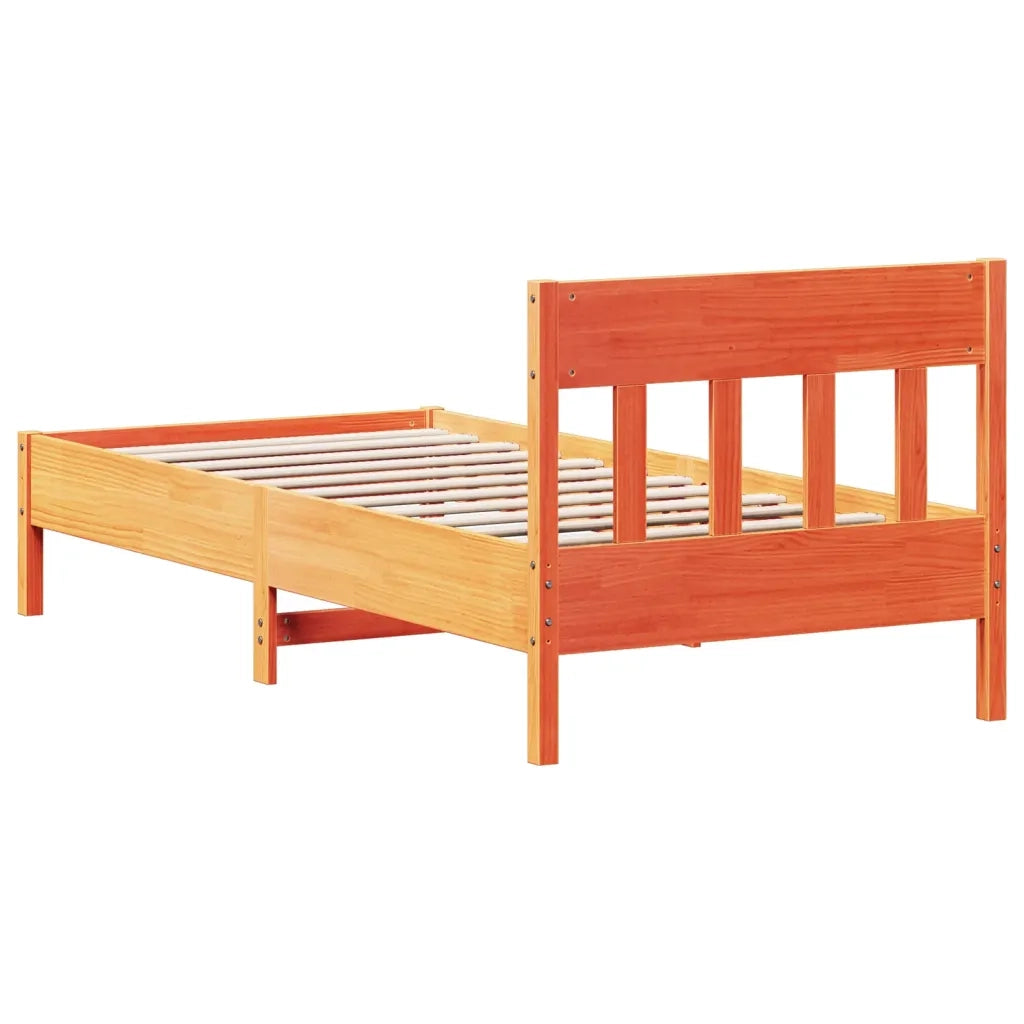 Letto senza Materasso Marrone Cera 90x190 cm in Legno di Pino 842677
