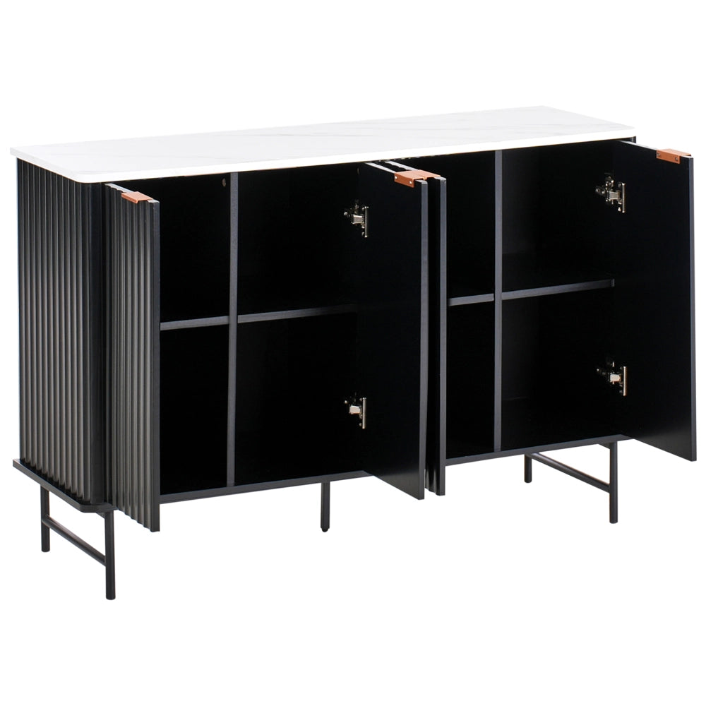 Credenza moderna soggiorno camera da letto con 4 ante in MDF effetto marmo nero camera da letto vintage classico