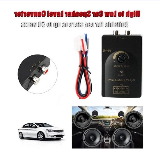 Adattatore Hi Low Converter Uscita Auto Stereo Segnale per Luidspreker con Funzione di Ritardo