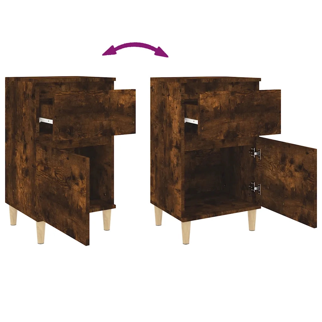 Set di 2 Comodini | Armadio da Notte | Mobiletto da notte Rovere Fumo 40x35x70 cm