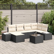 Set Divano da Giardino 7 pcs Nero e crema Poly Rattan 3347137