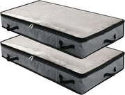 Occhioni Opvougbili per Ripostigli sotto il Letto - Organizzatore per Abiti e Coperte - 2 Pezzi - Grigio - 100*50*15cm