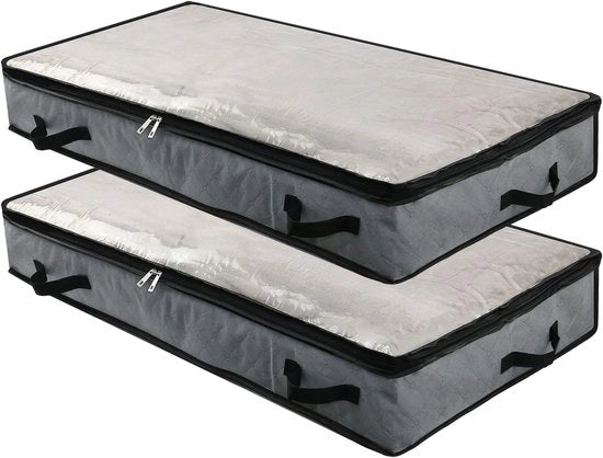 Occhioni Opvougbili per Ripostigli sotto il Letto - Organizzatore per Abiti e Coperte - 2 Pezzi - Grigio - 100*50*15cm