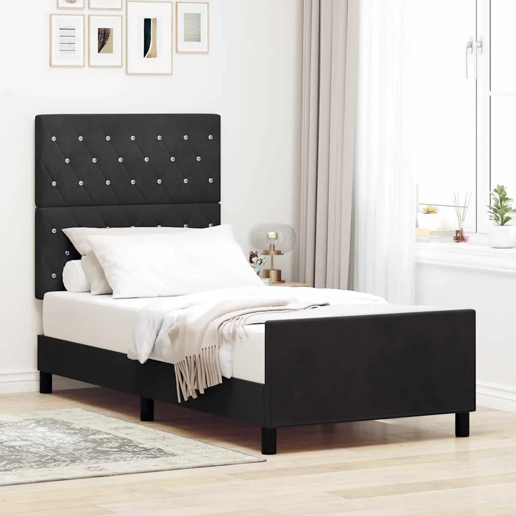 Letto a molle con testiera Nero 90 x 200 cm Velluto 3344851