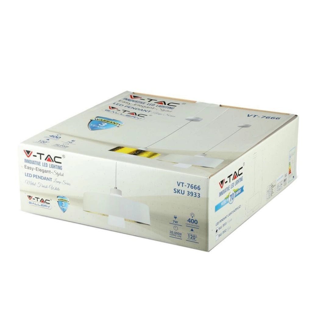 Luce a ciondolo a LED da 7W (acrilico) - paralume bianco 340*190mm 4000K