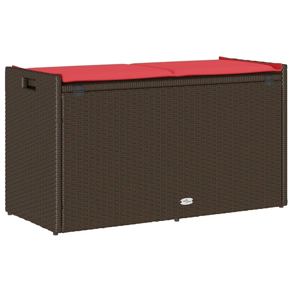 Cassapanca da Esterno con Cuscino Marrone 100 cm in Polyrattan 4104066