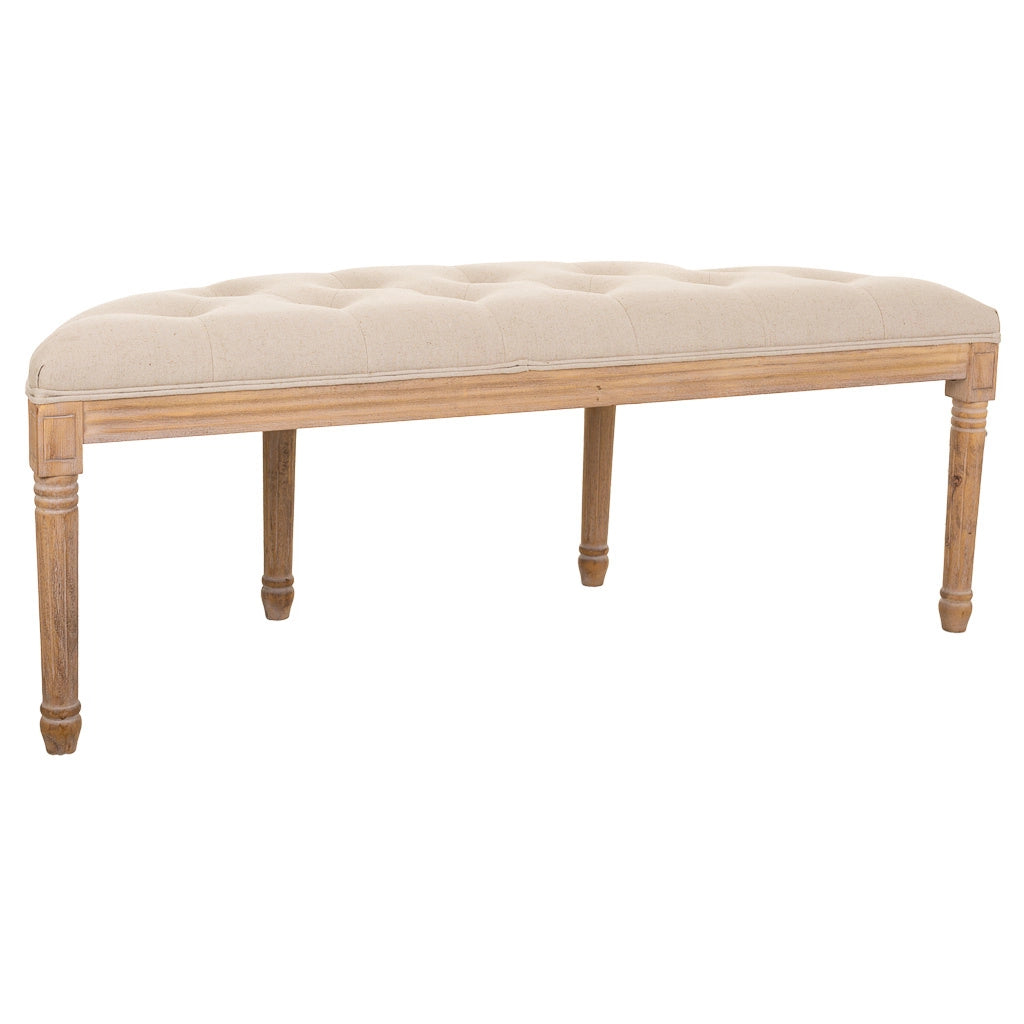 Sgabello antico in legno color panna 125x45x48h