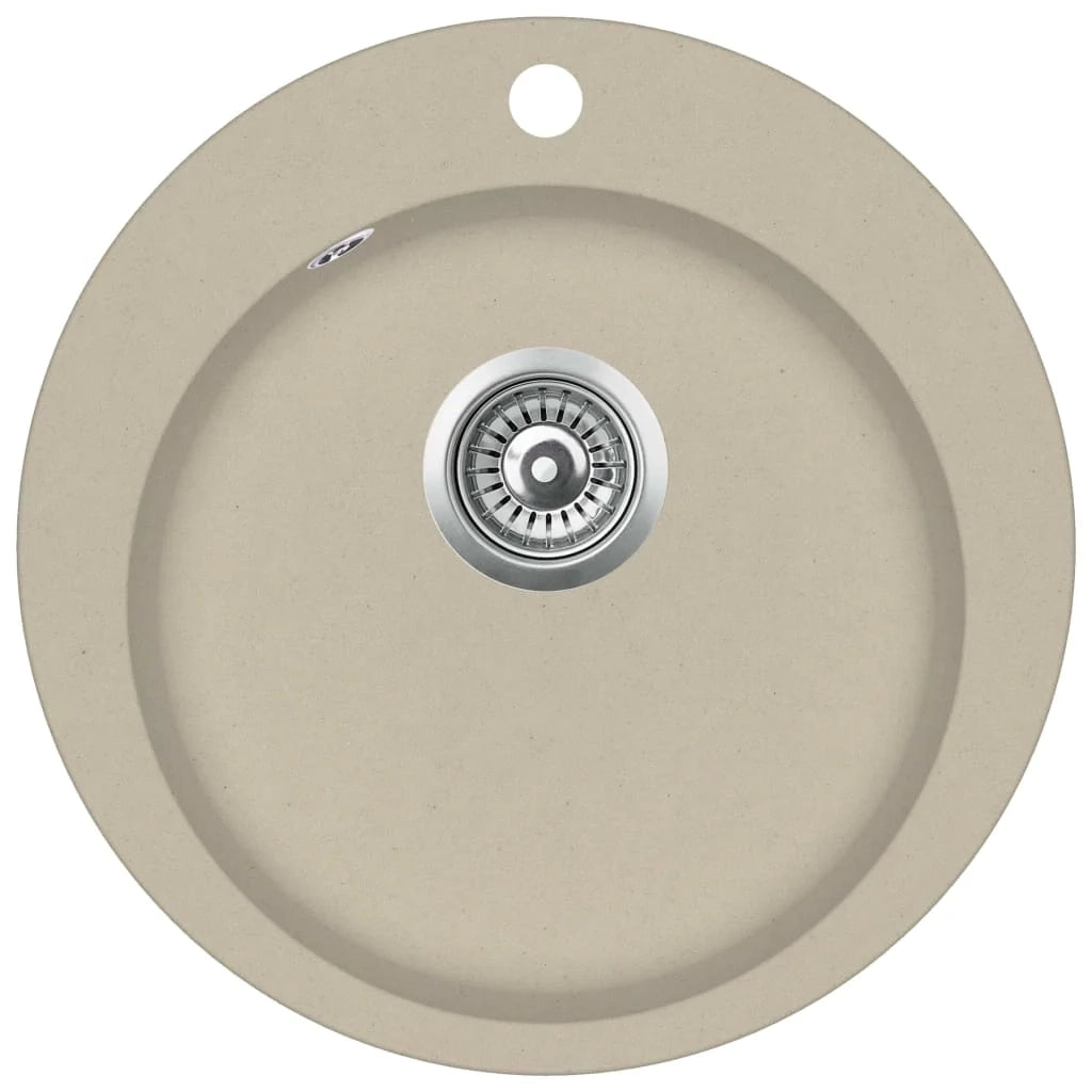 Lavello da cucina vasca singola rotonda 50,5 cm granito beige 02_0002349