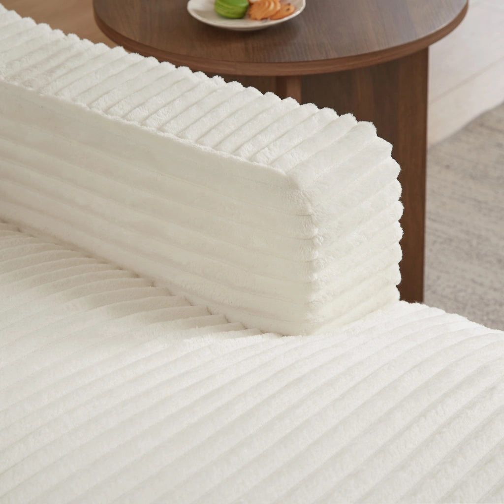Poltrona reclinabile, poltrona con braccioli, divanetto singolo, velluto a coste, funzione letto, con cuscini, bianco