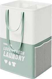Cestello grande, 90 litri, 2 cassetti, in piedi, pieghevole, maniglia doppia, per cucina, camera da letto, bagno, colore mughetto