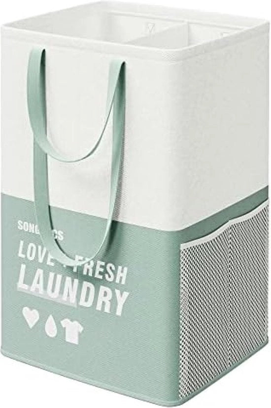 Cestello grande, 90 litri, 2 cassetti, in piedi, pieghevole, maniglia doppia, per cucina, camera da letto, bagno, colore mughetto