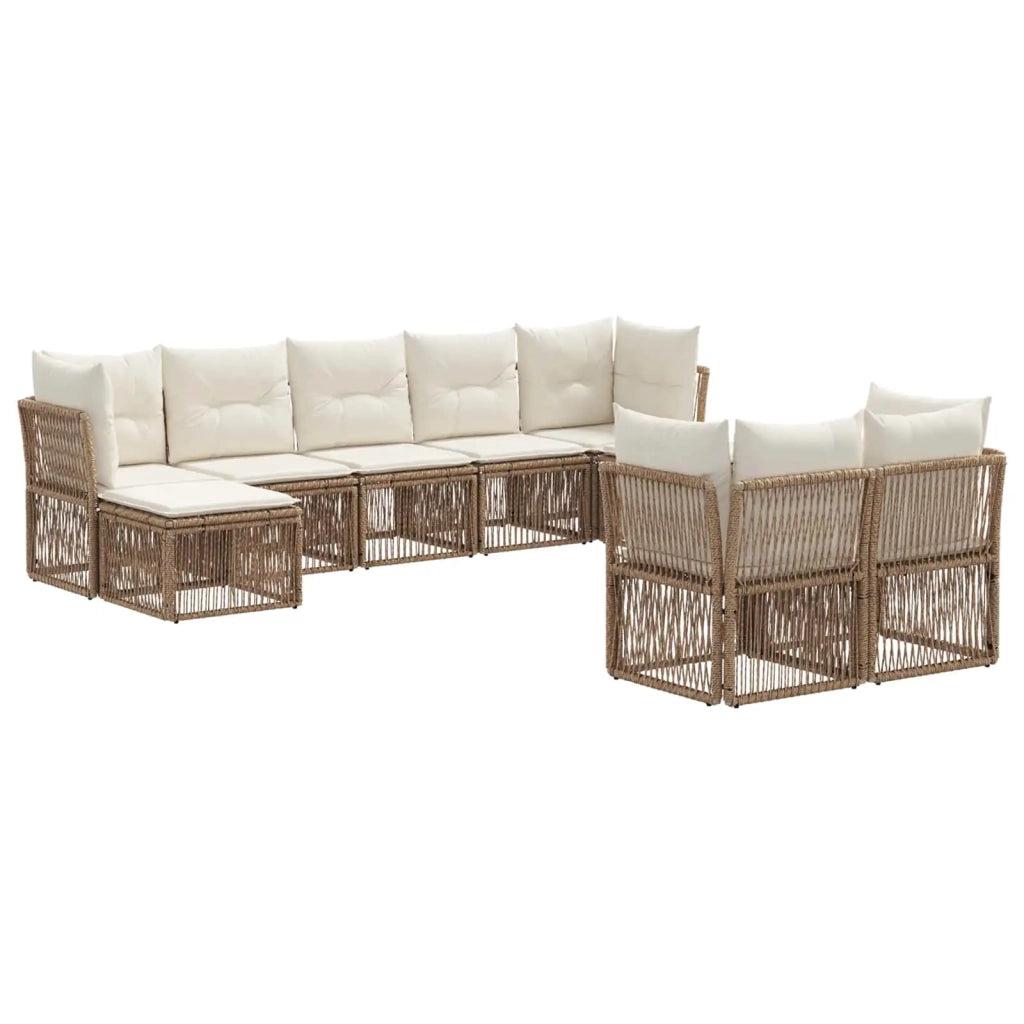 Set Divano da Giardino 9 pcs Beige polyrattan 3434364