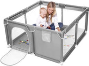 Casa per bambini, per appartamento, pieghevole, 130 x 130 cm, con chiusura con antislip, grande area di gioco sicura, con rete respirante su quattro lati e morsetti.