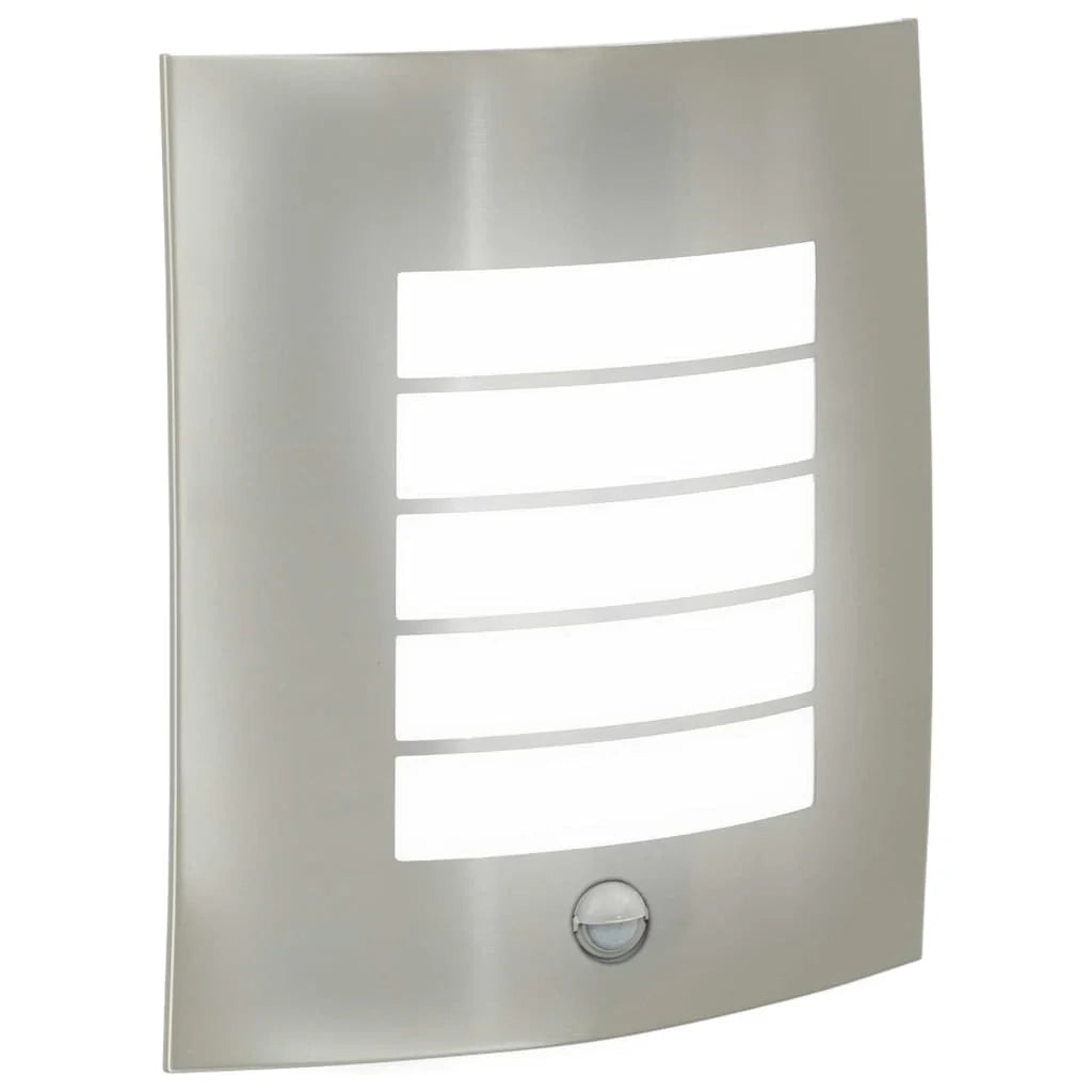 Applique da esterno con sensore di movimento 23,5 x 9 x 26 cm design moderno in acciaio inox argento 02_0056517