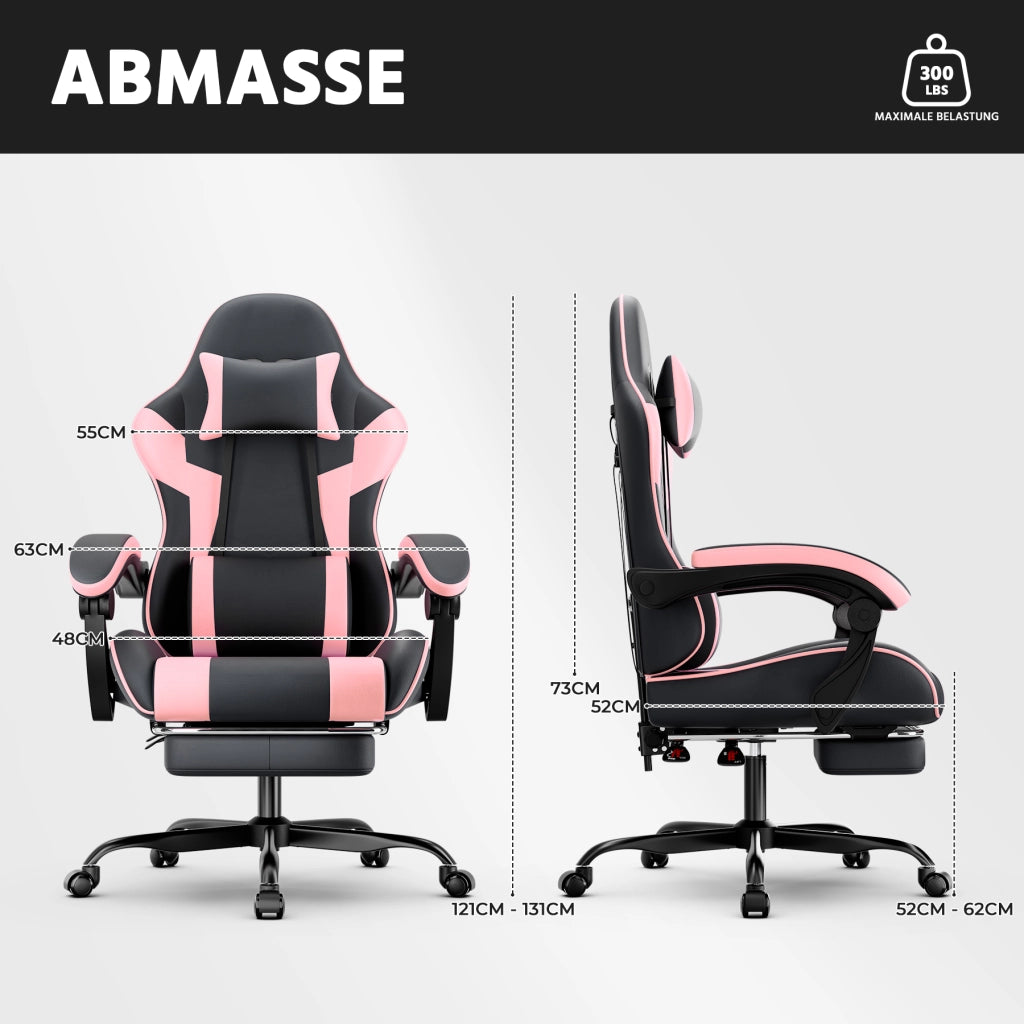 Sedia Gaming Ergonomica ¨C MINIMAL ¨C Schienale Regolabile, Ecopelle, Nera e Rosa