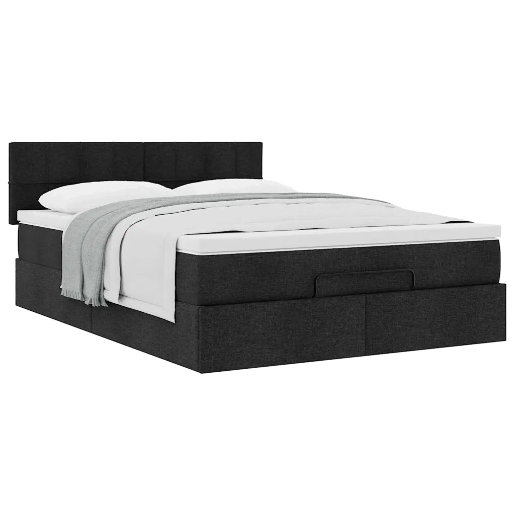 Pouf Letto con Materasso Nero 140x190 cm in Tessuto 3311458