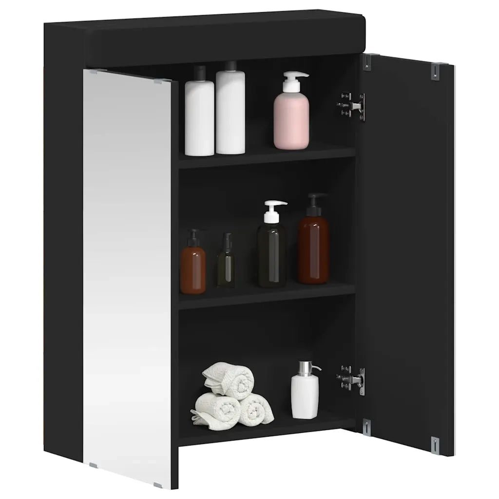 Mobiletto per specchio da bagno TULUM Nero 60 x 16,5 x 78 cm 880362