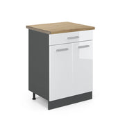 Vicco Mobiletto base per cucina Bianco lucido 60 cm , PL Rovere
