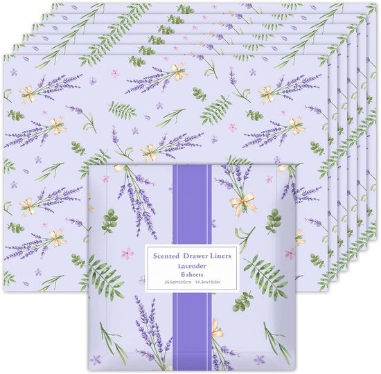 Pannelli per lavello profumati con aroma di lavanda, ideali per le ante delle ante dei mobiletti, le ante dei cassetti, gli armadi, i mobili per la stanza da letto, profumo per il mobile, 6 fogli.