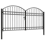 Cancello a Doppia Anta ad Arco in Acciaio 300x125 cm Nerocod mxl 127755