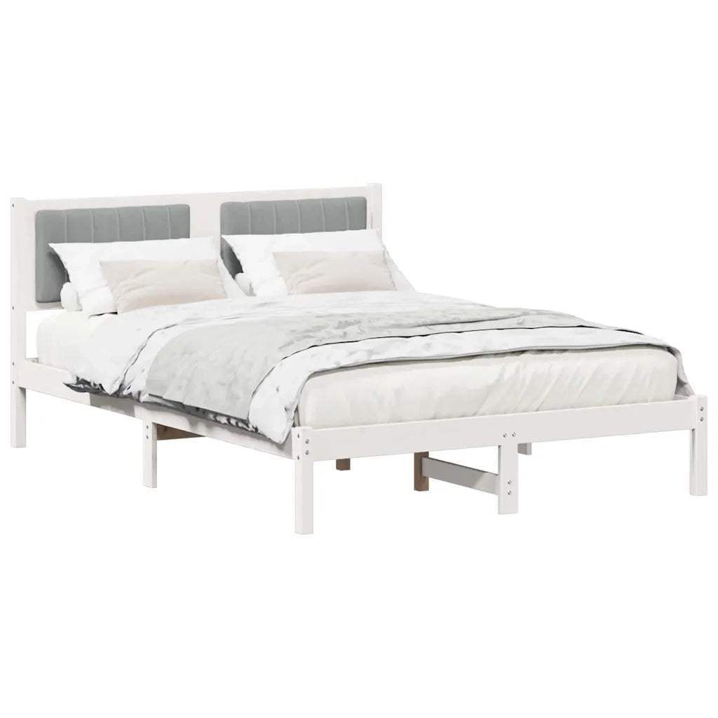 Letto con Testiera Rivestita Grigio chiaro 135 x 190 cm 878273