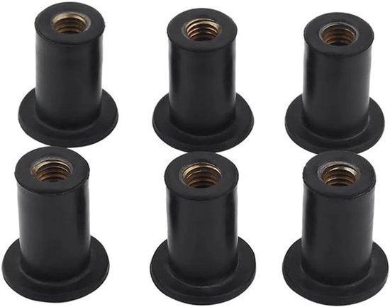 Set di anelli in gomma - fissaggio - parabrezza - installazione - veicoli - gomma - 6 pezzi - M5 - nero.