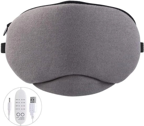 Oogmasker per Riscaldamento per Relaxamento e Sonno - Ingresso USB, 4 Impostazioni di Temperatura, Funzione di Vapore e Timer