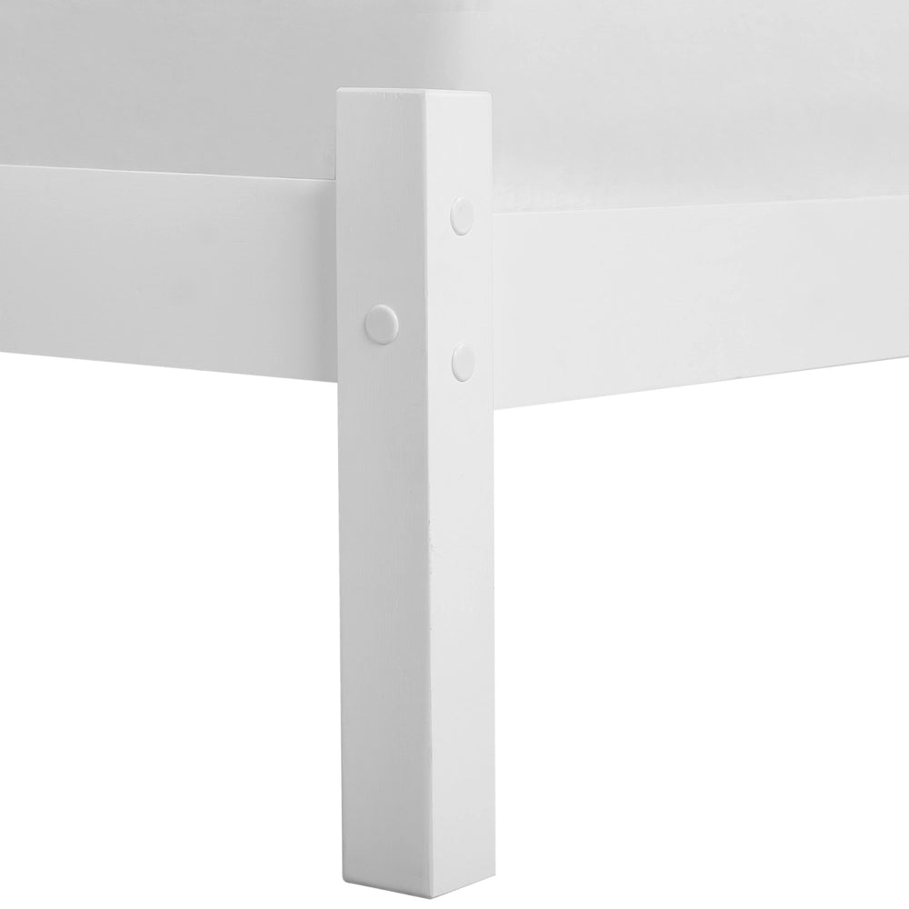 Letto in Legno di pino Bianco con Rete a Doghe Testiera Alta 140 x 200 cm