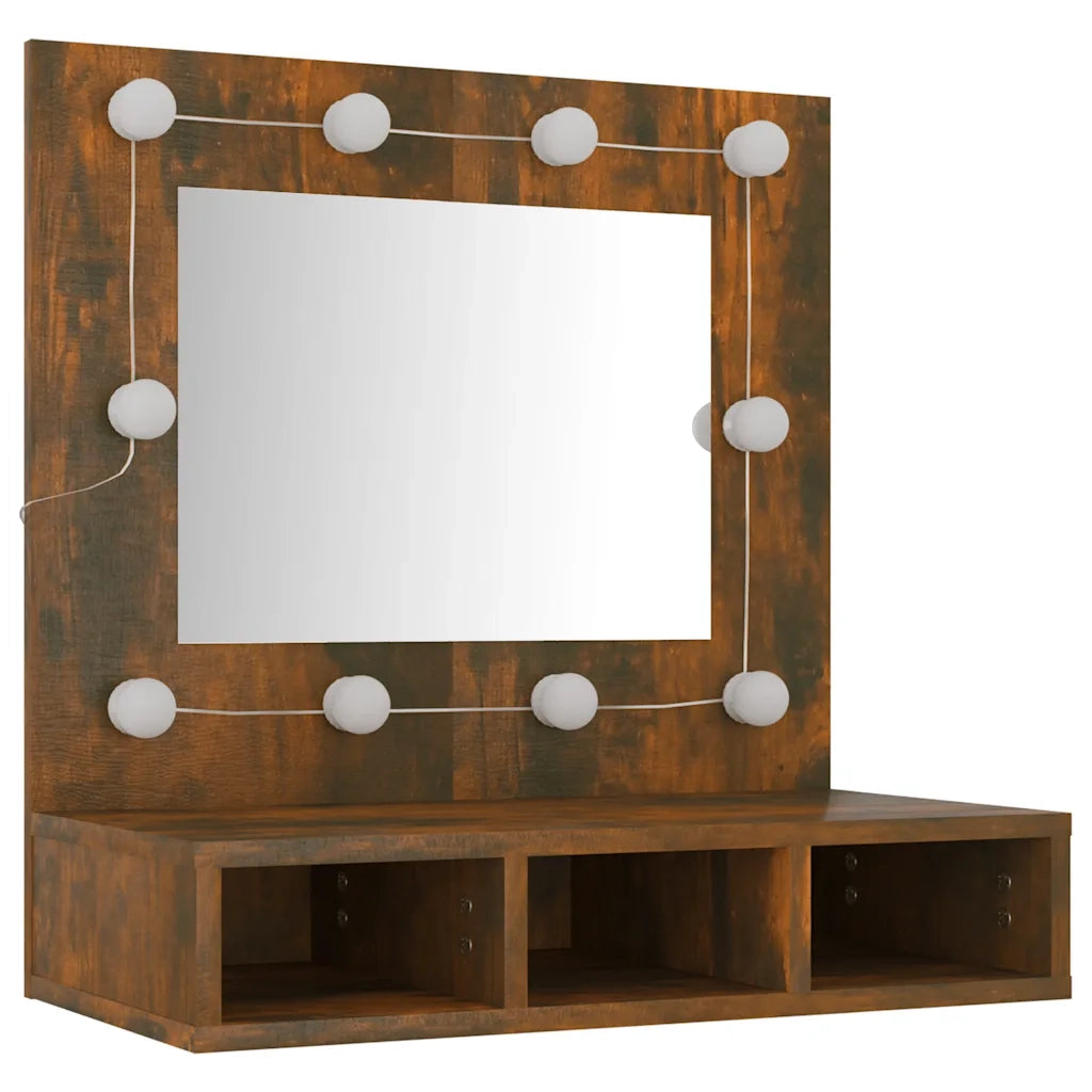Mobile a Specchio con LED Rovere Fumo 60x31,5x62 cm cod mxl 61966