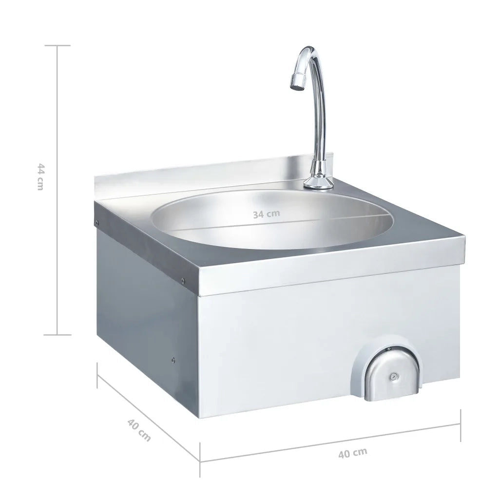 Lavandino con Rubinetto e Dispenser Sapone in Acciaio Inox 51113