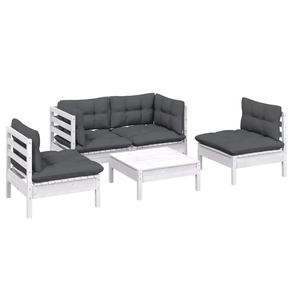 Set Salotto da Giardino 5pz con Cuscini Legno Massello di Pino 3096179