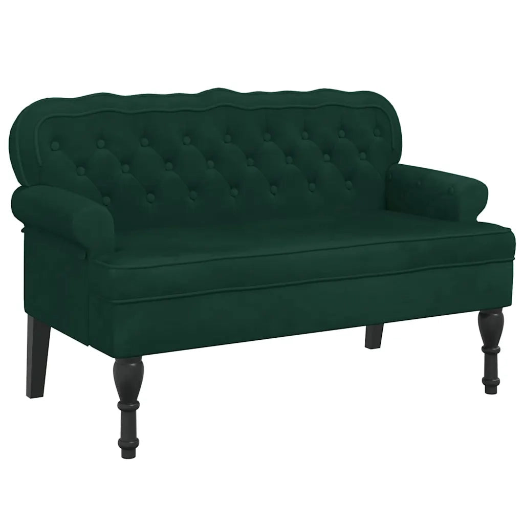 Panca con Schienale Verde Scuro 119,5x64,5x75 cm in Velluto 372158