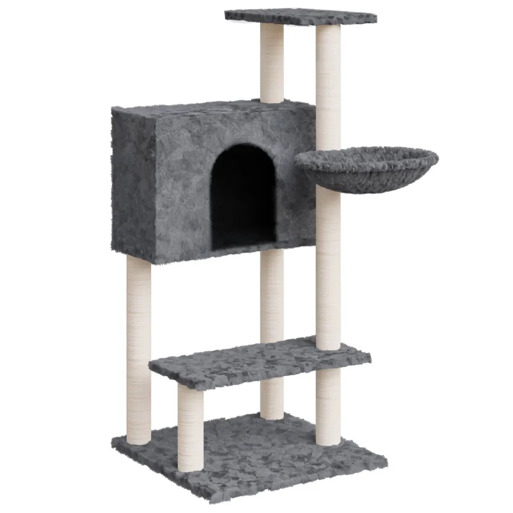 Albero per Gatti con Tiragraffi in Sisal Grigio Scuro 108,5 cm cod mxl 23733