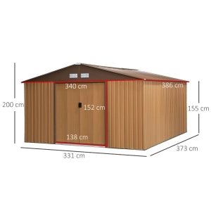 CASETTA da giardino 340x386x200 cm in acciaio gialla con 2 porte scorrevoli