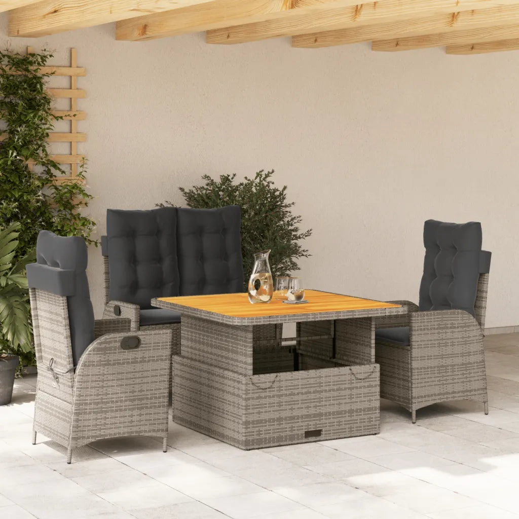 Set da Pranzo da Giardino 4 pz con Cuscini in Polyrattan Grigio 3277464