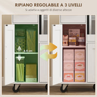 Mobile per Microonde 80x40x88,7 cm con Cassetto 2 Armadietti Ripiano Aperto e Piano Regolabile in Legno Bianco