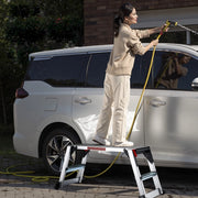 Piattaforma da lavoro pieghevole in alluminio, scala da lavoro mobile con piattaforma, superficie di lavoro 95 x 30 cm, sgabello per lavori