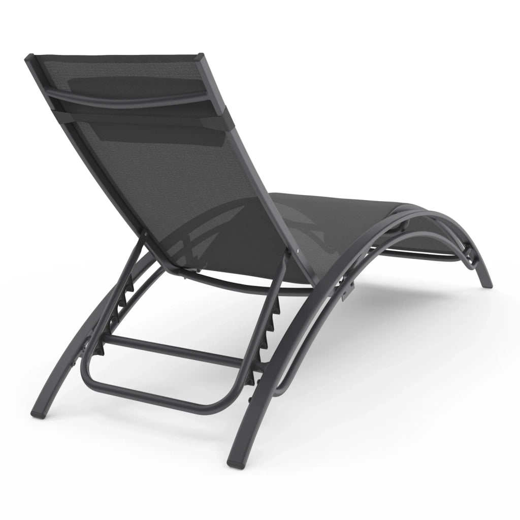 IDMarket - Set di 2 lettini da giardino reclinabili in acciaio HAVANE in tela grigia con cuscini