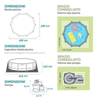26326NP - Piscina Ultra Xtr Frame 488X122 Cm Pompa A Sabbia, Scaletta Doppia, Telo Base, Copertura