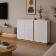 Madia Hala, Credenza 3 Ripiani, 138x40x91h cm Bianco Lucido