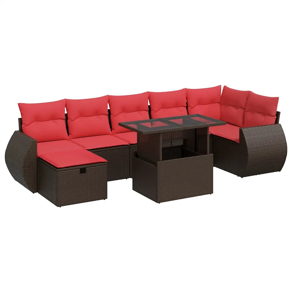 Set Divani da Giardino con Cuscini 8 pz Nero Polyrattan Acacia
