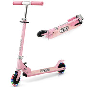 Monopattino per bambini con ruote a led manubrio regolabile, Monopattino per bambini con meccanismo pieghevole Rosa-Monopattini