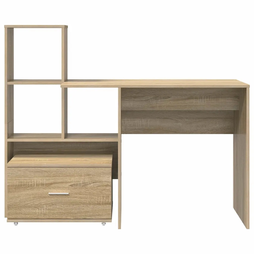 vidaXL Scrivania rovere sonoma 131.5 x 50 x 106.5 cm Legno multistrato