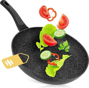 Piatto inducto rivestito, con vere particelle di pietra [Veramente resistente alle abrasioni] - padella inductiva per tutti i fornelli - padella da stufa lavastoviglie in 20 cm