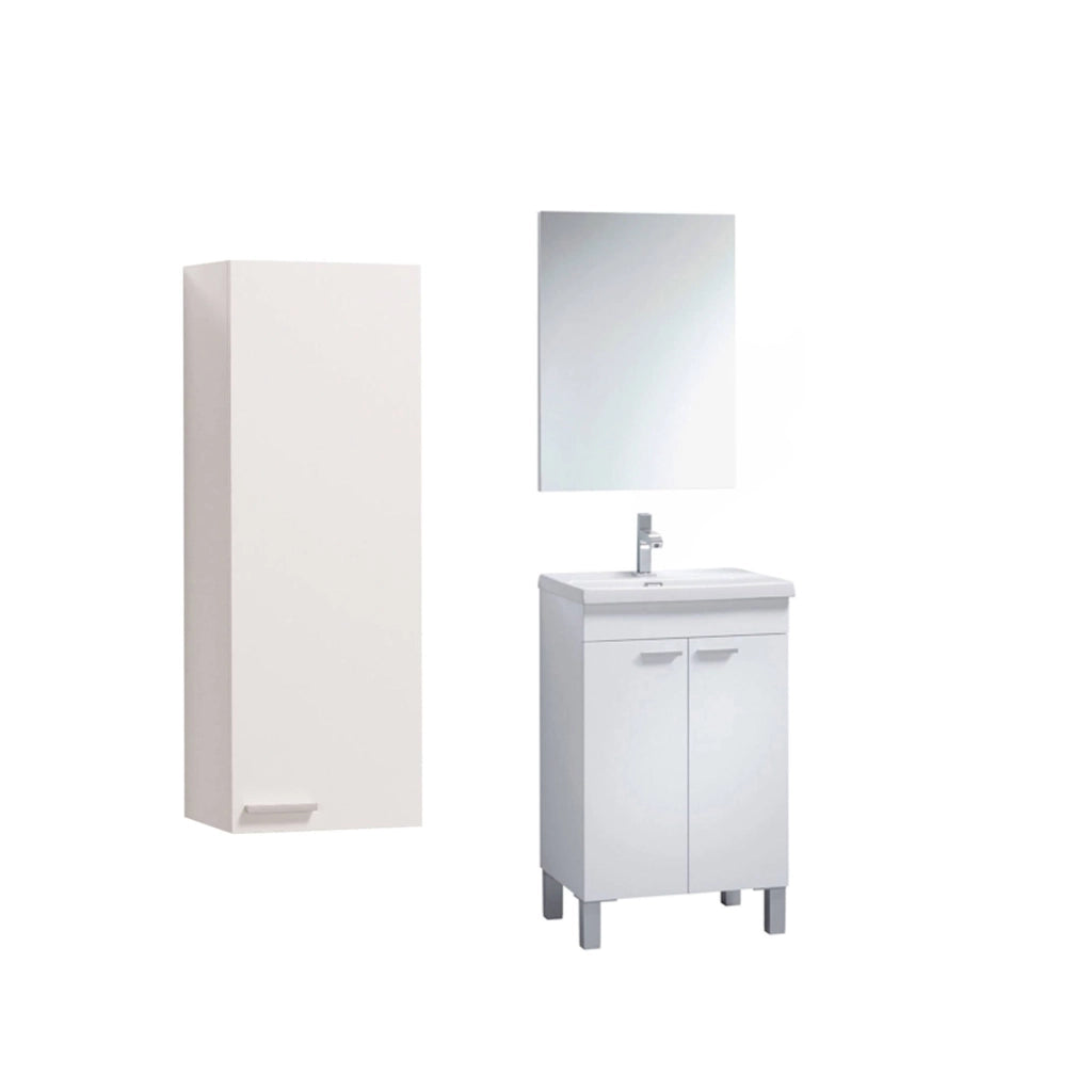 Fenile, set Mobili Bagno Specchio Incluso, Bianco Lucido